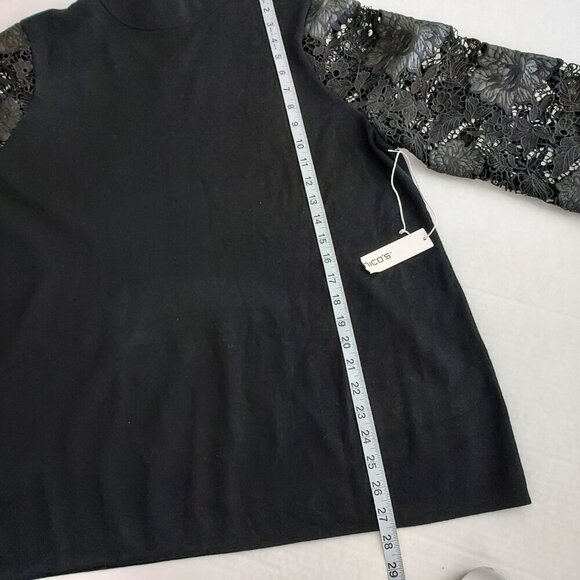 Chico's Crochet Lace Sleeve Black Pullover Sweater Size XL - Picture 9 of 12